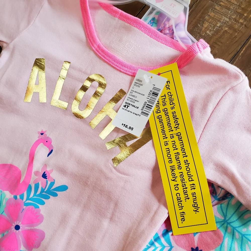 The Children's Place Aloha Snug Fit Tropical Flamigo Cotton Pajamas 2pc